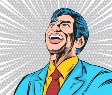 İş adamları rahat güler. Pop art retro el çizimi biçim vektör tasarımı çizimleri.