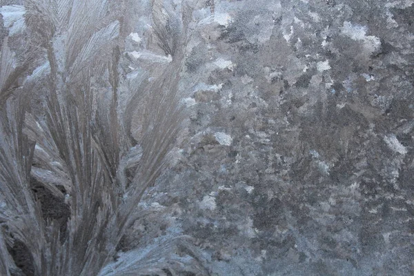 Російська Зима Морозний Візерунок Вікні Лід Вікні — стокове фото