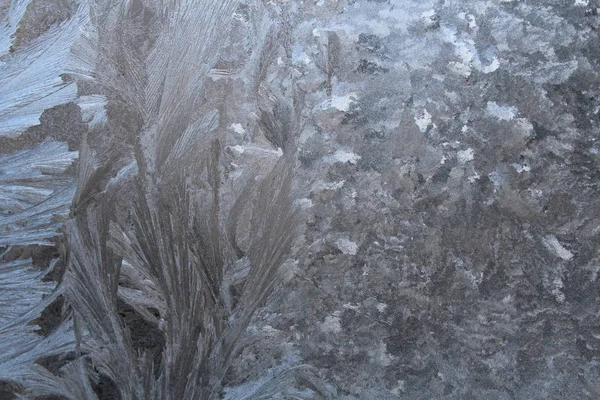 Russian Winter Frosty Pattern Window Ice Window Stock Picture