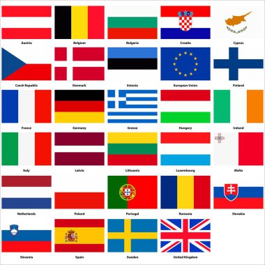 Avrupa Birliği ülkelerinin tüm bayraklar