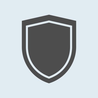 Kalkan simgesi. Savunma, koruma veya güvenlik sembolü, vektör işareti