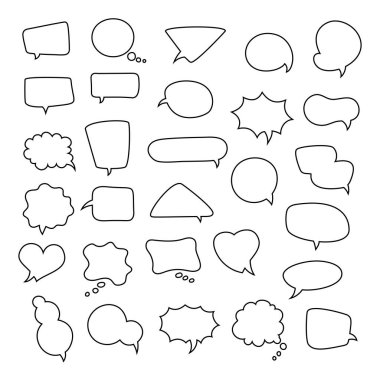 Simge seti boş konuşma kabarcıklar, bulutlar düşünüyorum. Çizgi roman konuşma balon semboller koleksiyonu