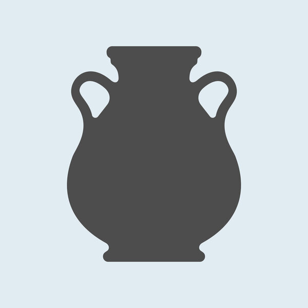 Icon of Ancient, antique vase or amphora. Pottery utensil, crockery vector sign, symbol