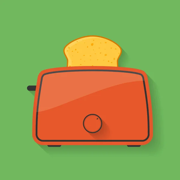 Icono de aparato de cocina - tostadora con rebanada de pan o tostadas — Vector de stock