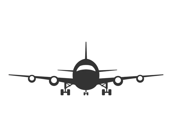 Іконка літака. Символ літака вид спереду. Векторний силует літака — стоковий вектор