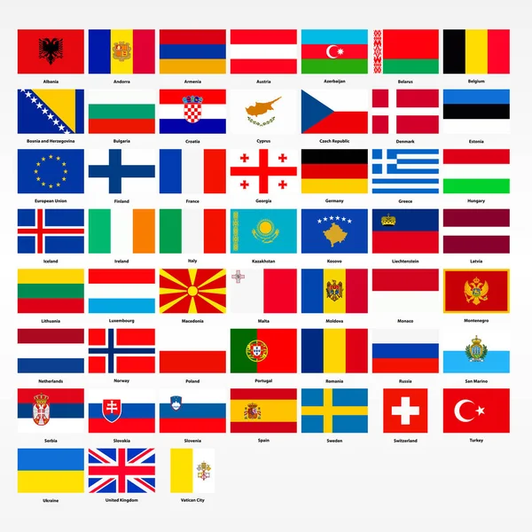 Conjunto de banderas de todos los países de Europa — Vector de stock