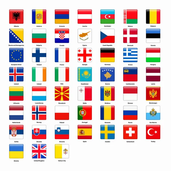 Uppsättning flaggor av alla länder i Europa — Stock vektor