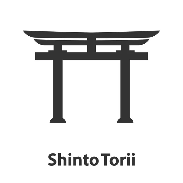 Ícone do símbolo do Xintoísmo. Torii sinal de religião —  Vetores de Stock