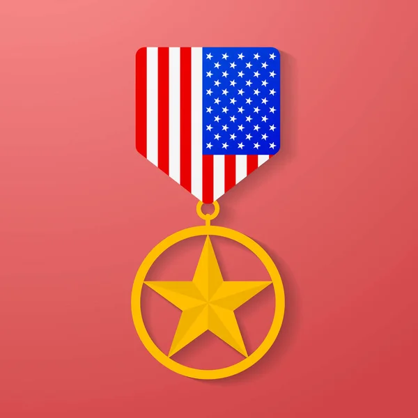 USA star medal gratulationen ikonen. Amerikanska militära badge. Golden award. — Stock vektor