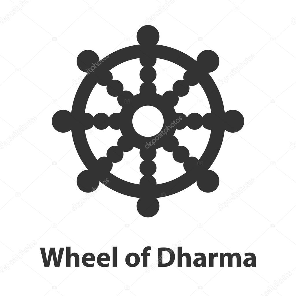 Icon of Wheel of Dharma symbol. Buddhism religion sign