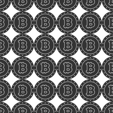 Dikişsiz desen Bitcoin para üzerinden. Arka plandan Cryptocurrency simge, simge.