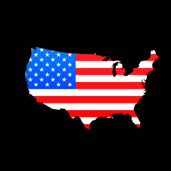 Carte des États-Unis avec la texture du drapeau américain — Image vectorielle