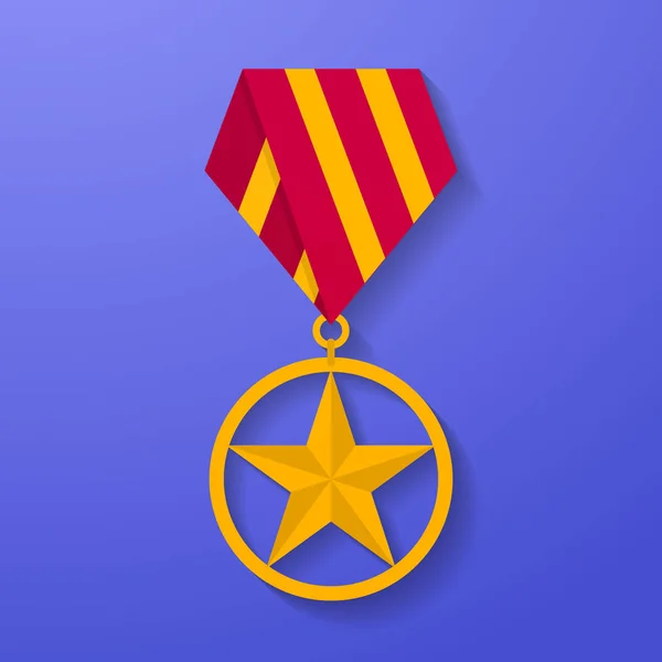 Yıldız madalya kutlama simgesi. Askeri rozeti. Altın Ödülü. — Stok Vektör
