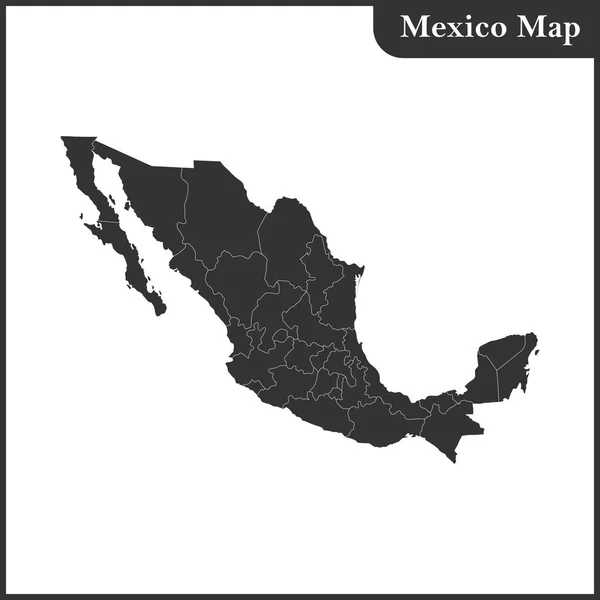 Meksika bölgeleriyle Detaylı Haritası — Stok Vektör