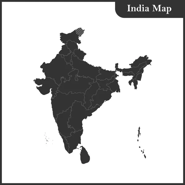 El mapa detallado de la India con regiones y Sri Lanka — Vector de stock