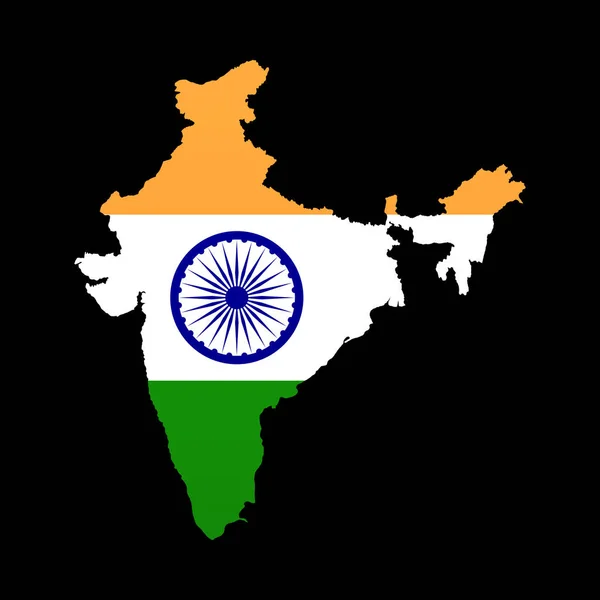 El mapa detallado de la India con bandera — Vector de stock