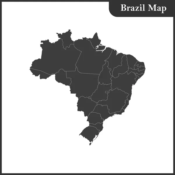 The detailed map of the Brazil with regions — Stock Vector