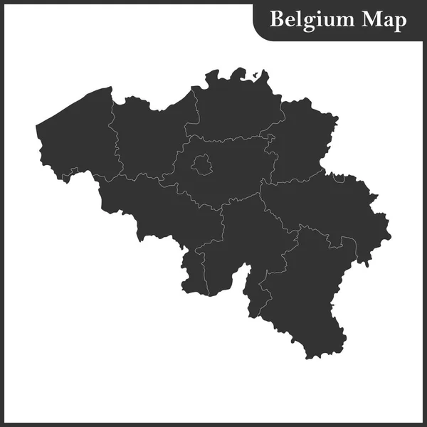 Detaljerad karta över Belgien med regioner — Stock vektor