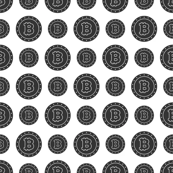 Modèle sans couture de Bitcoin pièce. Arrière-plan de Crypto-monnaie symbole, icône . — Image vectorielle