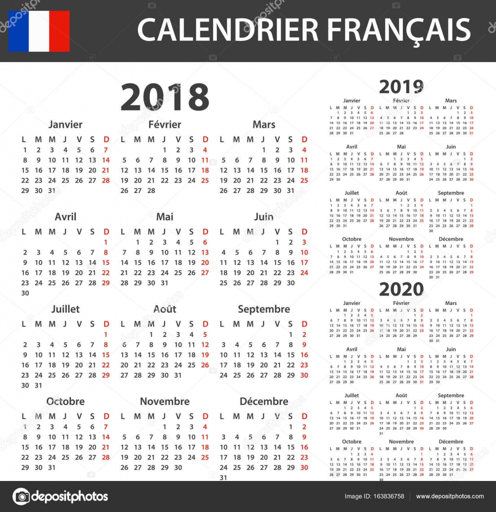Resultat d'imatges de calendario en frances 2018/2019
