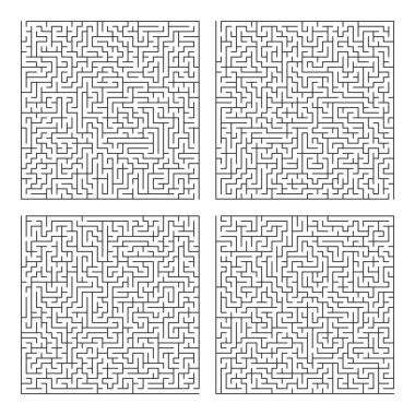 Kare labirent şablonu. Labirent puzzle oyun vektör desen