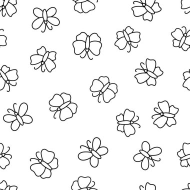 Kelebekler ile Seamless modeli. Vektör doodled sonsuz arka plan