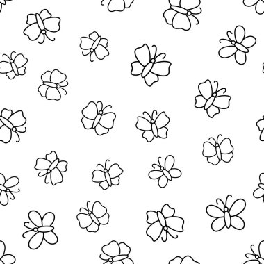 Kelebekler ile Seamless modeli. Vektör doodled sonsuz arka plan