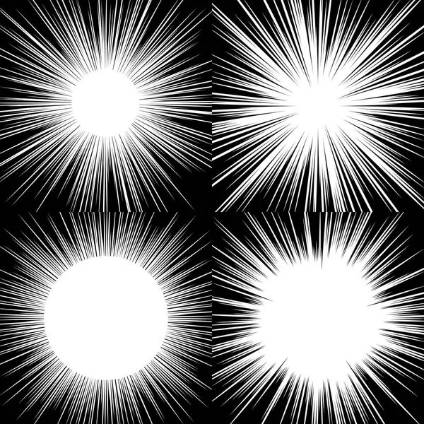 Fondo de líneas radiales de cómic. Marco de velocidad de manga. Ilustración de vectores de explosión. Explosión de estrellas o rayos de sol fondo abstracto — Vector de stock