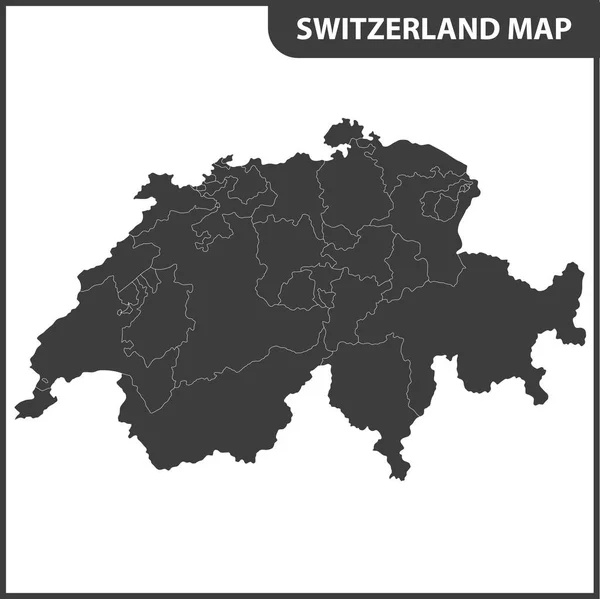La mappa dettagliata della Svizzera con le regioni — Vettoriale Stock