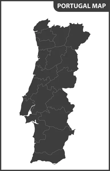 Die detaillierte Karte der portugiesischen Regionen — Stockvektor