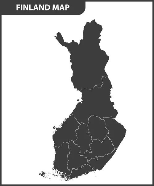 El mapa detallado de Finlandia con regiones — Vector de stock