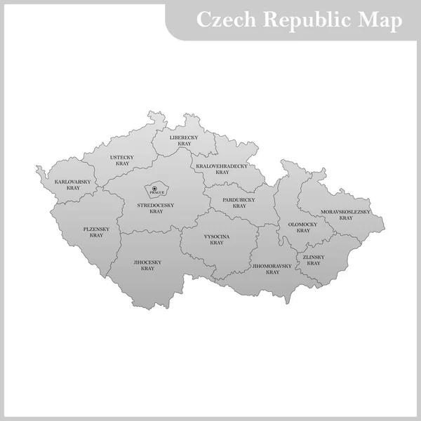 Die detaillierte Karte der Tschechischen Republik mit Regionen oder Staaten — Stockvektor