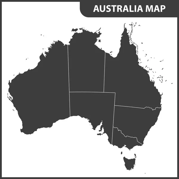 La carte détaillée de l'Australie avec les régions — Image vectorielle