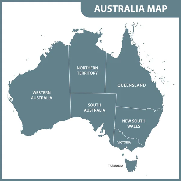 Avustralya bölgeleriyle Detaylı Haritası — Stok Vektör
