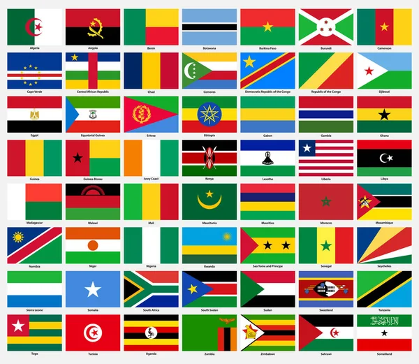 Serie di bandiere di tutti i paesi africani . — Vettoriale Stock