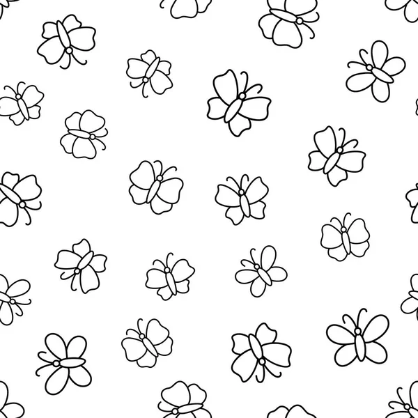 Kelebekler ile Seamless modeli. Vektör doodled sonsuz arka plan