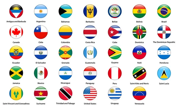 Flags of all countries of the American continents — Stock Vector