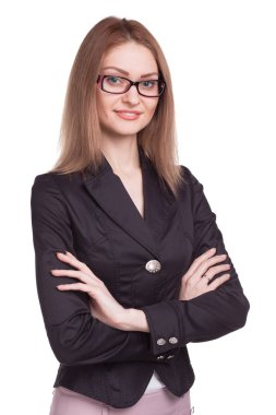 Güzel iş kolu ile izole gözlük katlanmış