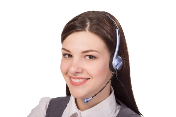 Female customer support operator with headset — Stock Photo, Image