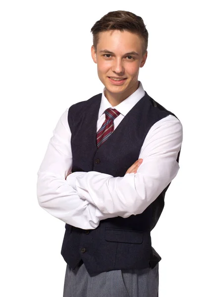 Gülümseyen iş adamı bir yeleği