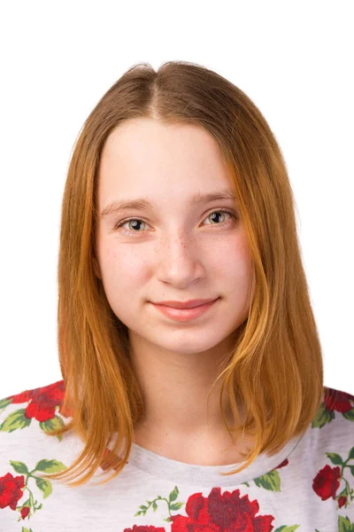 Bir çok genç gülümseyen Kızıl saçlı kız portresi