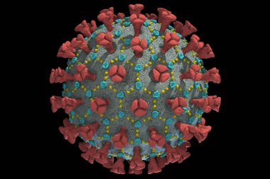 COVID-19 SARS virüsünün detaylı üç boyutlu görüntüsü. MERS-CoV pnömonisi Virion Coronaviridae