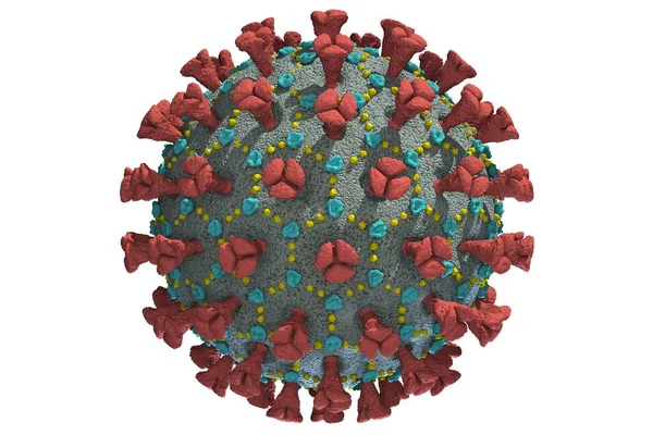 Подробное трехмерное изображение структуры вируса COVID-19 SARS. Вирион MERS-CoV pneumonia Coronaviridae Стоковое Фото