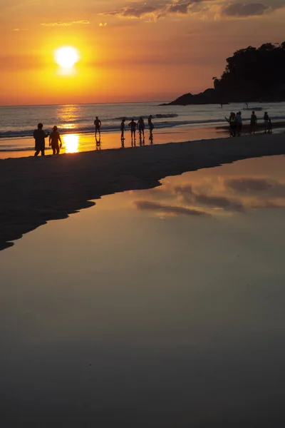 People activities at the beach in sundown.