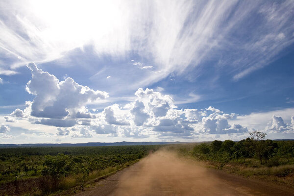 Brazilian rural road at Jalapo desert at Tocantins State