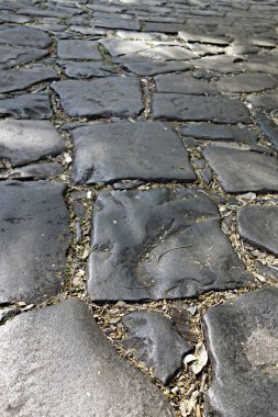 Yaşlı gri granit taş kaldırım taşları