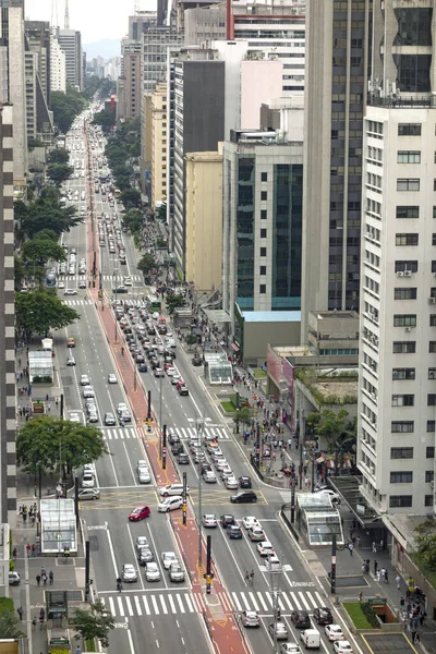 Paulista sugárút magas kilátás a Sesc csillagvizsgálóból — Stock Fotó
