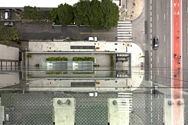 Vista alta de la avenida Paulista desde el observatorio Sesc — Foto de Stock