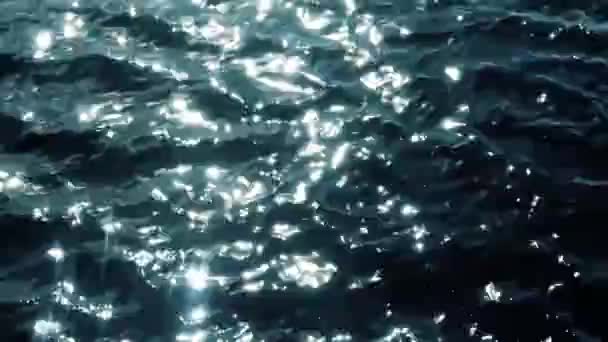 Escuro Água Mar Perturbada Superfície Com Reflexo Luz Solar — Vídeo de Stock