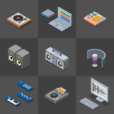 3D hip hop studio nesneleri kümesi